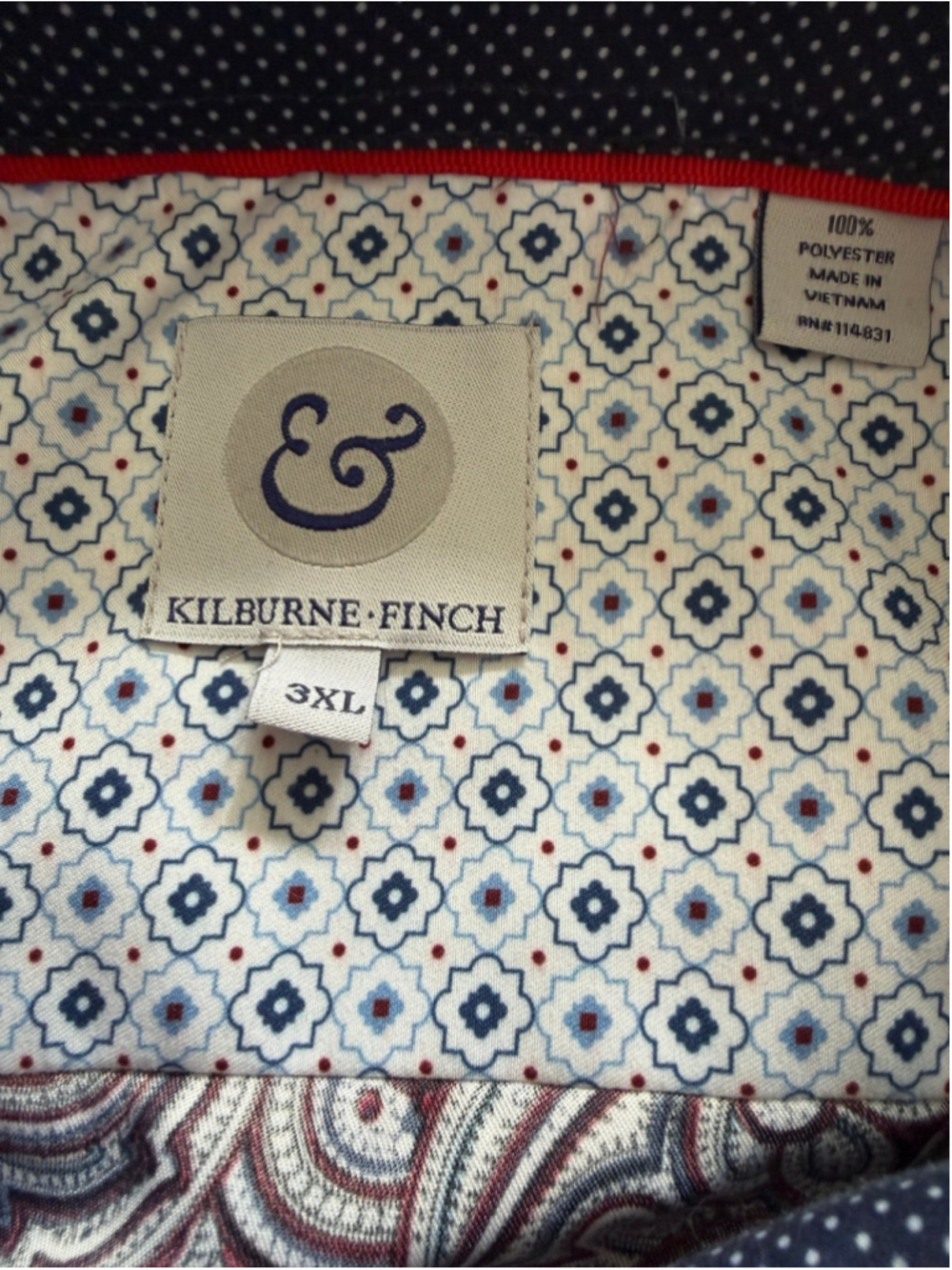 Kilburne & Finch long-sleeve men's button-up shirt navy blue, burgundy, gray - Picture 3 of 6